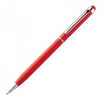 10 Touchpen Drehkugelschreiber mit Gravur / aus Edelstahl / Farbe: rot