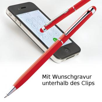 10 Touchpen Drehkugelschreiber mit Gravur / aus Edelstahl / Farbe: rot