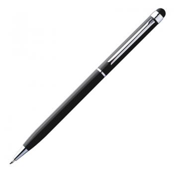 10 Touchpen Drehkugelschreiber mit Gravur / aus Edelstahl / Farbe: schwarz