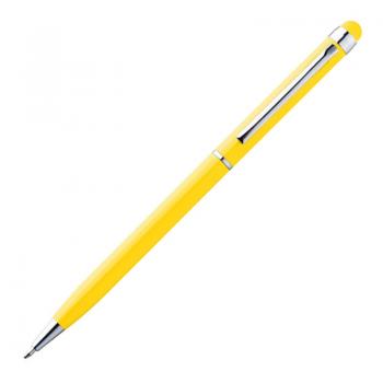 10 Touchpen Drehkugelschreiber mit Namensgravur - aus Edelstahl - Farbe: gelb