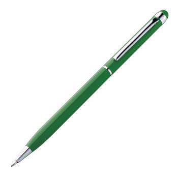 10 Touchpen Drehkugelschreiber mit Namensgravur - aus Edelstahl - Farbe: grün