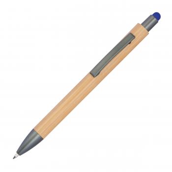 10 Touchpen Holzkugelschreiber aus Bambus mit Namensgravur - Stylusfarbe: blau