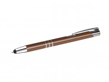 10 Touchpen Kugelschreiber aus Metall / Farbe: braun