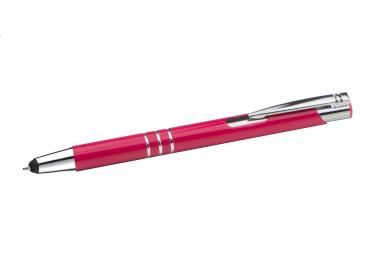 10 Touchpen Kugelschreiber aus Metall / Farbe: fuchsienrot