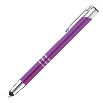 10 Touchpen Kugelschreiber aus Metall / Farbe: lila