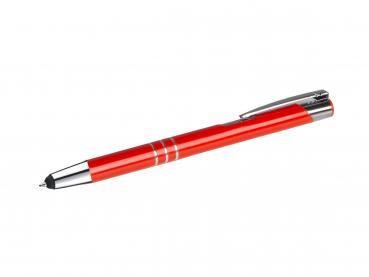 10 Touchpen Kugelschreiber aus Metall / Farbe: mittelrot