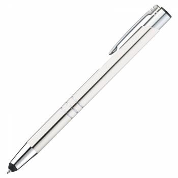 10 Touchpen Kugelschreiber aus Metall / Farbe: weiß