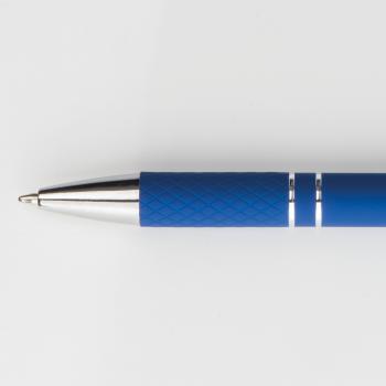 10 Touchpen Kugelschreiber aus Metall mit Gravur / mit Muster / Farbe: blau