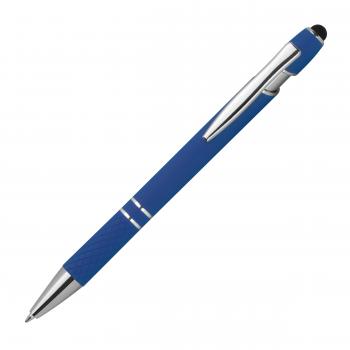 10 Touchpen Kugelschreiber aus Metall mit Gravur / mit Muster / Farbe: blau