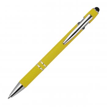 10 Touchpen Kugelschreiber aus Metall mit Gravur / mit Muster / Farbe: gelb
