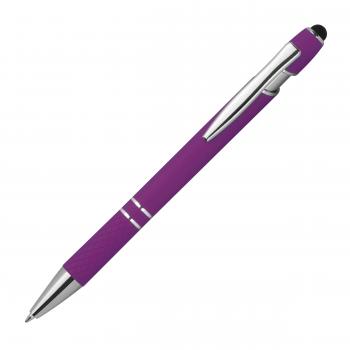 10 Touchpen Kugelschreiber aus Metall mit Gravur / mit Muster / Farbe: lila