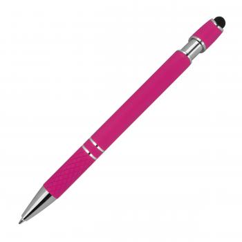 10 Touchpen Kugelschreiber aus Metall mit Gravur / mit Muster / Farbe: pink