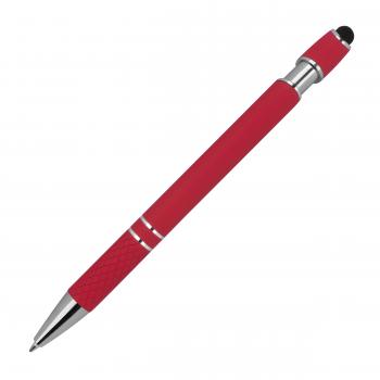 10 Touchpen Kugelschreiber aus Metall mit Gravur / mit Muster / Farbe: rot