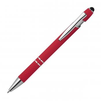 10 Touchpen Kugelschreiber aus Metall mit Gravur / mit Muster / Farbe: rot