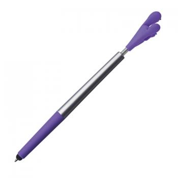 10 Touchpen Kugelschreiber mit Gravur / "Smile Hand" / Farbe: silber-lila