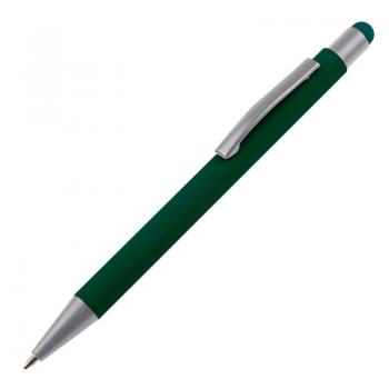 10 Touchpen Kugelschreiber mit Gravur / aus Metall / Farbe: dunkelgrün