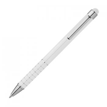 10 Touchpen Kugelschreiber mit Gravur / aus Metall / Farbe: weiss