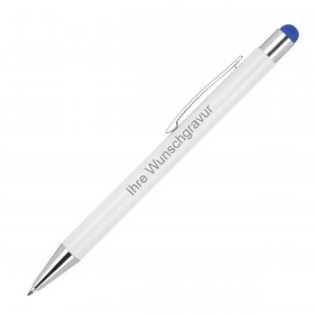 10 Touchpen Kugelschreiber mit Gravur / aus Metall / Stylusfarbe: blau