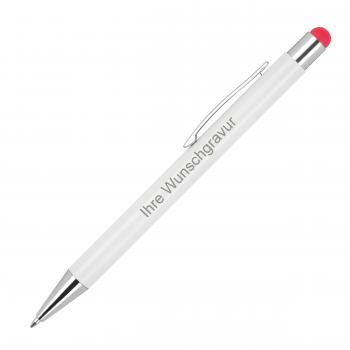 10 Touchpen Kugelschreiber mit Gravur / aus Metall / Stylusfarbe: rot