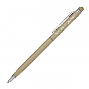 10 Touchpen Kugelschreiber mit Gravur / schlankes design / Farbe: gold