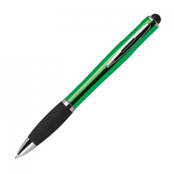 10 Touchpen Kugelschreiber mit Gravur mit weißem LED Licht / Farbe: grün