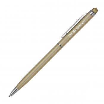 10 Touchpen Kugelschreiber mit Namensgravur - schlankes design - Farbe: gold