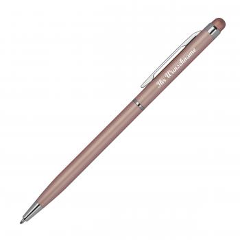 10 Touchpen Kugelschreiber mit Namensgravur - schlankes design - Farbe: rosegold