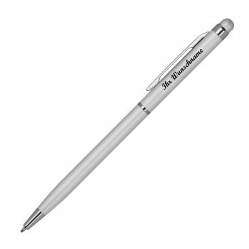 10 Touchpen Kugelschreiber mit Namensgravur - schlankes design - Farbe: silber