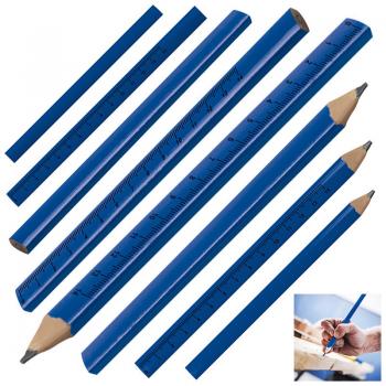 10 Zimmermannsbleistifte / mit aufgedrucktem Lineal / 17,5cm / Farbe: blau