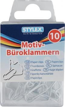 100 (10x 10) Motiv-Briefklammern / Büroklammern / 5 verschiedene Farben & Motive