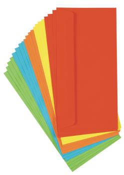100 (5x 20Stk) farbige Briefumschläge Din lang Kuvert
