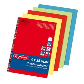 100 Blatt farbiges Herlitz Druckerpapier / 4 verschiedene intensivfarben