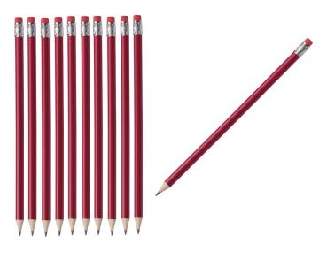 100 Bleistifte mit Radierer / HB / ohne Herstellerlogo / Farbe: lackiert rot