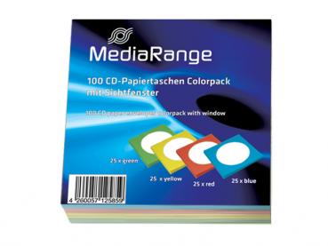 100 CD Papierhüllen DVD Hüllen 25x rot grün blau gelb