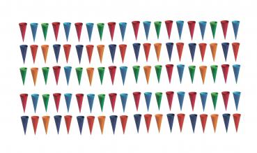 100 Deko Schultüten / Länge: 12,5cm / 6 verschiedene Farben