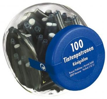 100 Füllerpatronen / Tintenpatronen / im Glas / königsblau