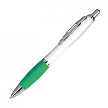 100 Kugelschreiber aus Kunststoff / Farbe: weiß-grün