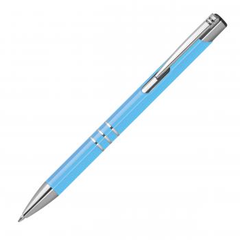 100 Kugelschreiber aus Metall / vollfarbig lackiert / Farbe: hellblau (matt)