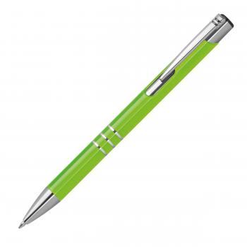 100 Kugelschreiber aus Metall / vollfarbig lackiert / Farbe: hellgrün (matt)