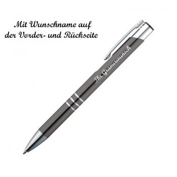 100 Kugelschreiber aus Metall mit beidseitige Namensgravur - Farbe: anthrazit