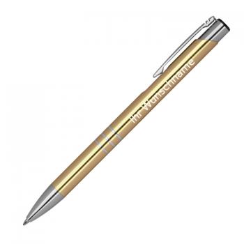 100 Kugelschreiber aus Metall mit Gravur / Farbe: gold