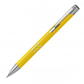 100 Kugelschreiber aus Metall mit Gravur / vollfarbig lackiert / gelb (matt)