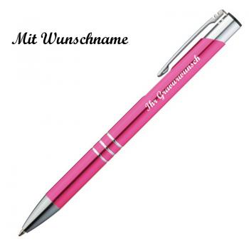 100 Kugelschreiber aus Metall mit Namensgravur - Farbe: pink