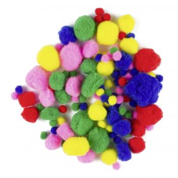 100 Pompons / kleine bunte Bommeln