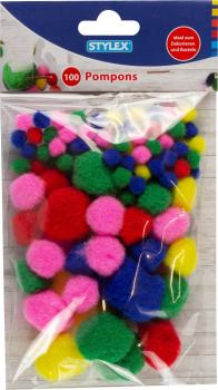 100 Pompons / kleine bunte Bommeln