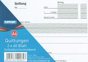 100 Quittungsblock Quittungen 2X40Bl A6 durchschreibend