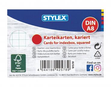 1000 Karteikarten / DIN A8 / weiss / kariert