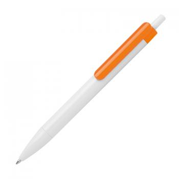 100x Druckkugelschreiber / Farbe: weiß-orange