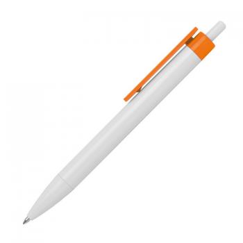 100x Druckkugelschreiber / Farbe: weiß-orange