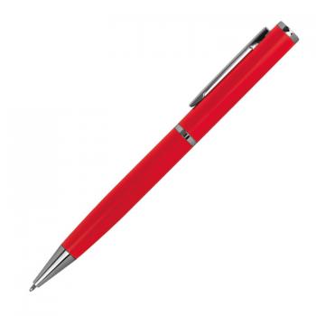 10x Drehbarer Kugelschreiber aus Metall mit Gravur / mit Velouretui / Farbe: rot